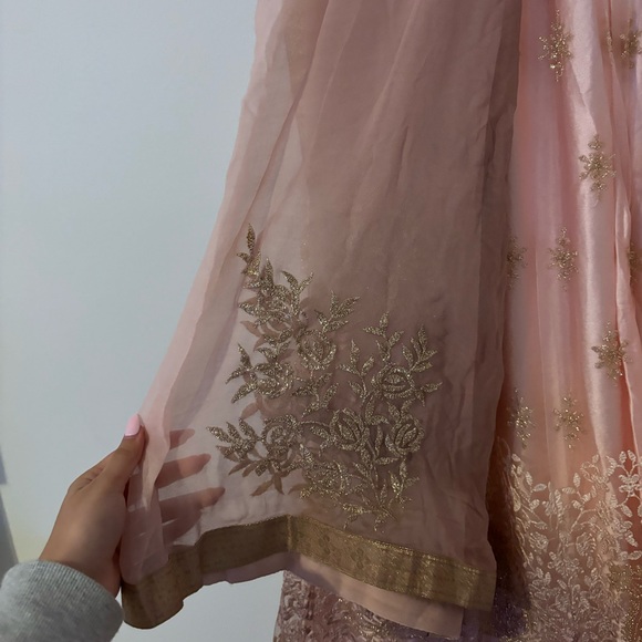 Pink and Dark purple ombré Indian sharara with snow flakes and embroidery - Picture 2 of 7